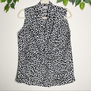 Bora bora Vintage Leopard Print Drapey Vest Sleeveless Top